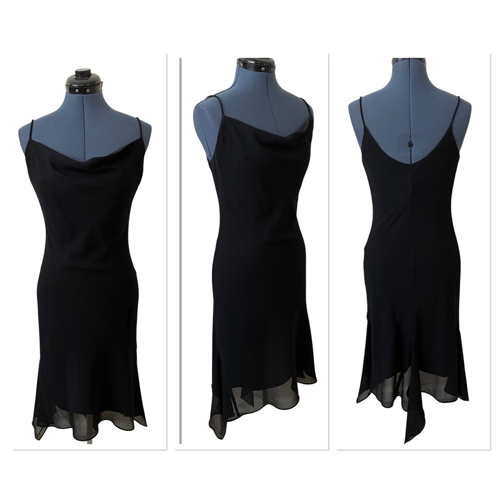 Onyx Nite Black Cowl Neck Handkerchief‎ Hem Midi Slip Dress Whimsigoth Wedding 6